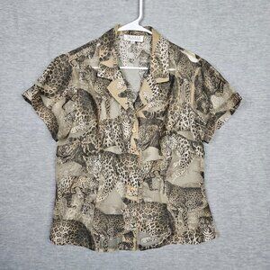 Vintage The Silver Connection By Dorothy Schoelen Animal Print Shirt Size 12